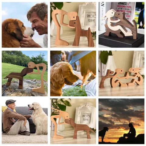 Handcrafted Wooden Dog Sculpture