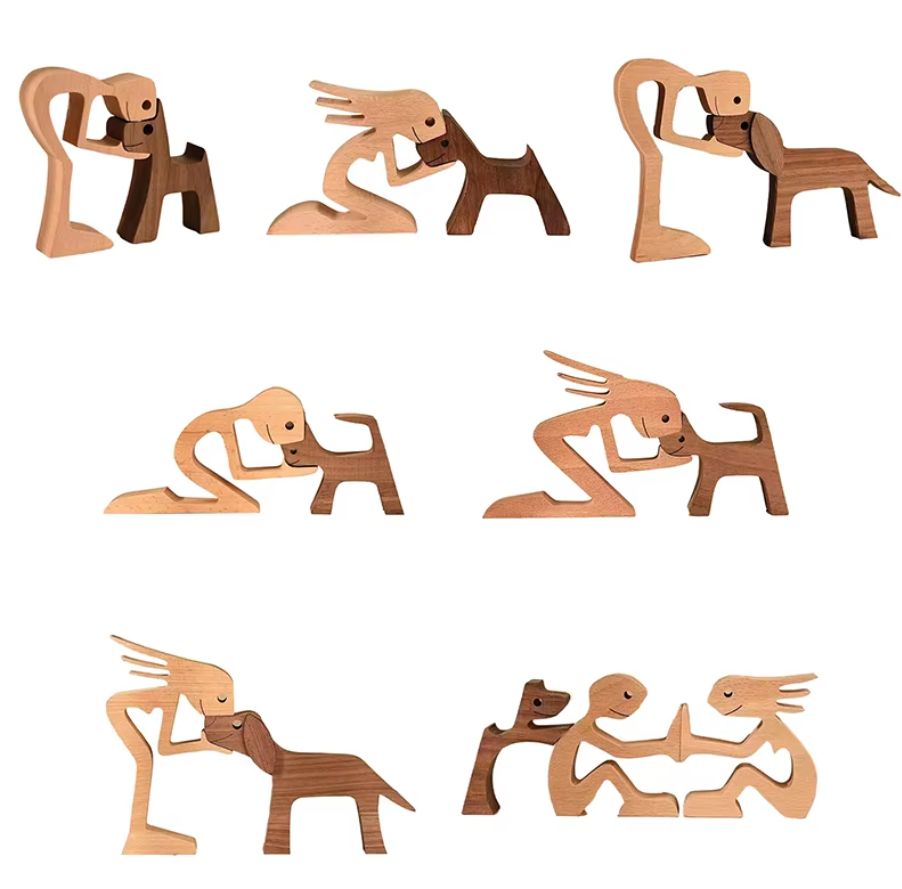 Handcrafted Wooden Dog Sculpture