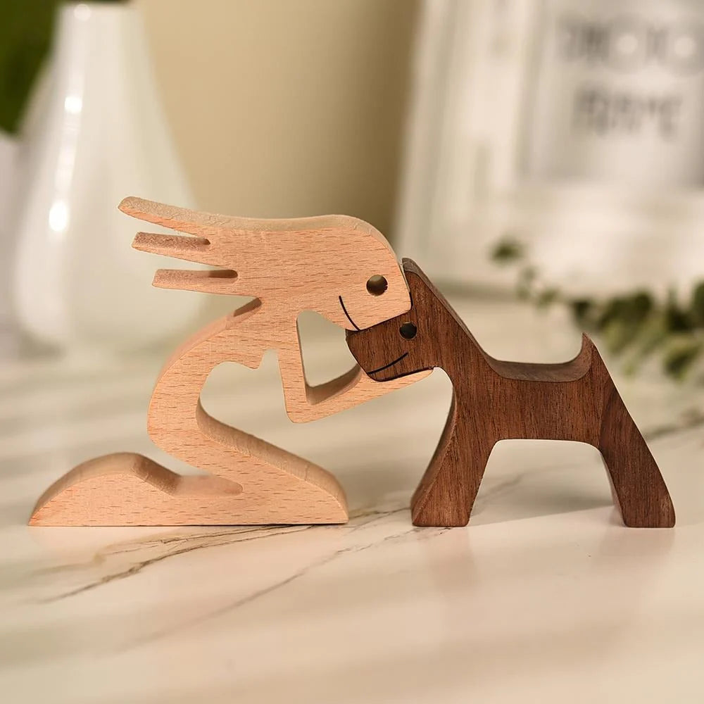 Handcrafted Wooden Dog Sculpture