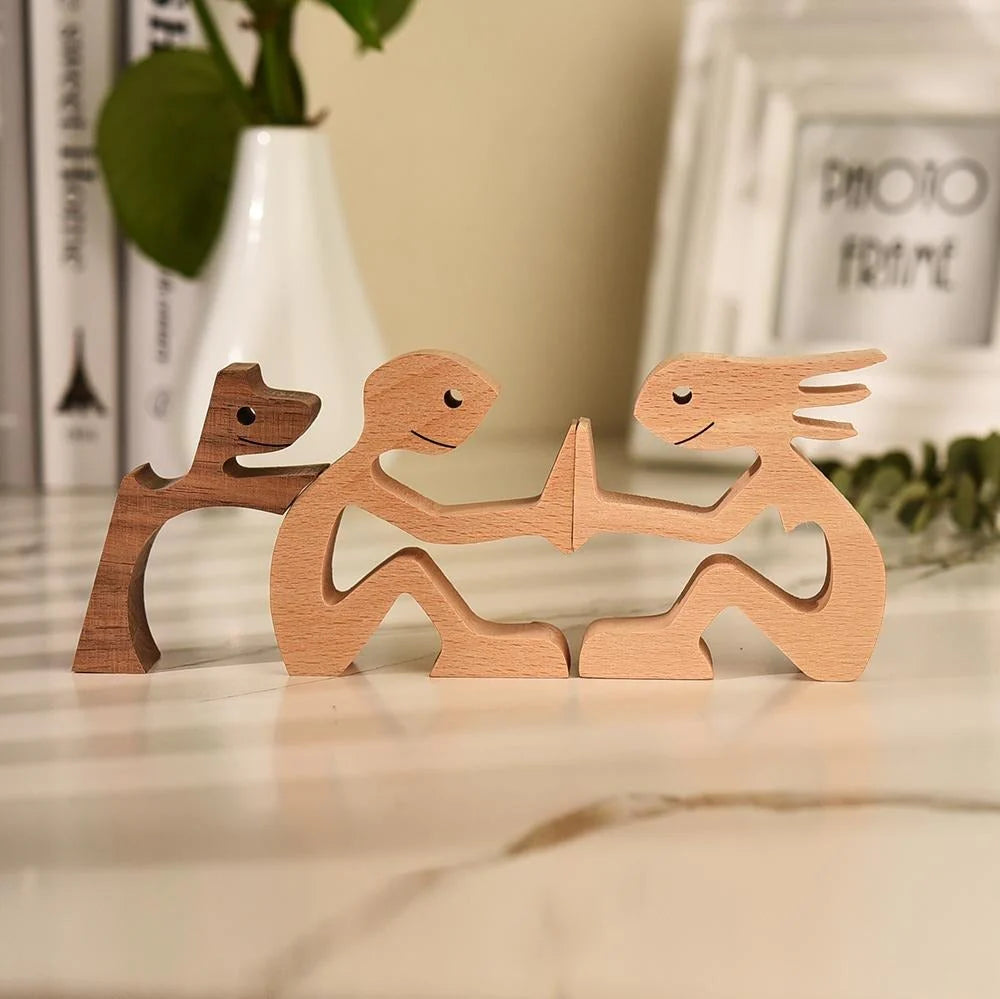 Handcrafted Wooden Dog Sculpture