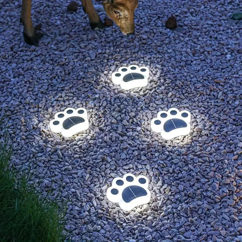 Wireless Solar Paw Print Garden Lights