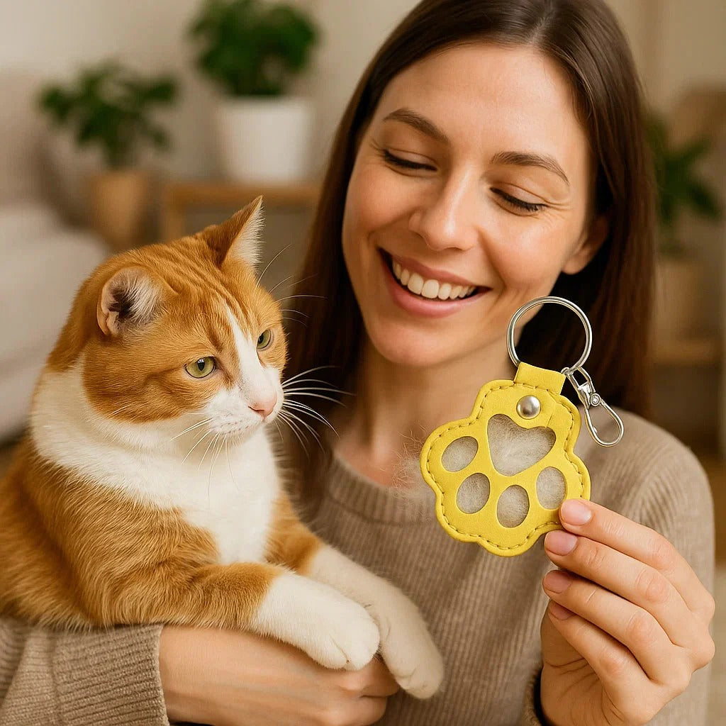 Animal Hair Leather Key Ring