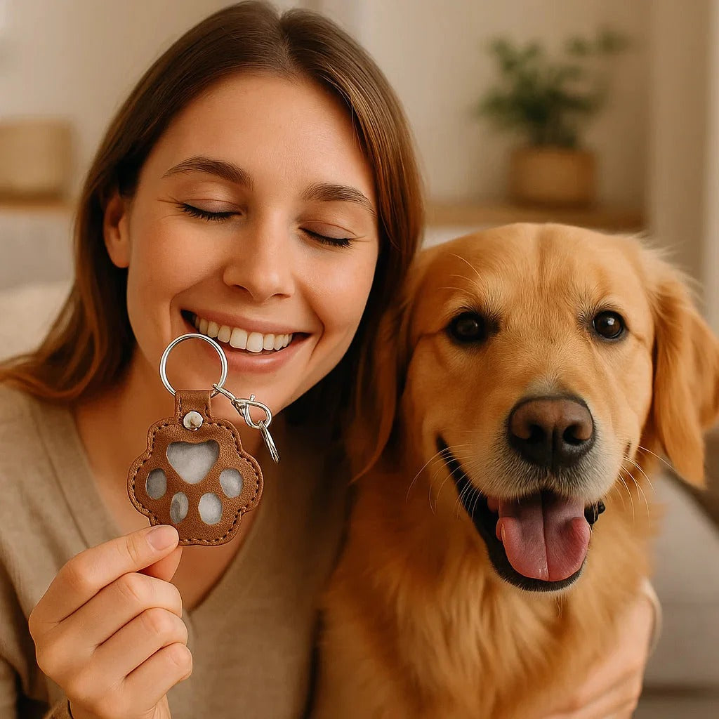 Animal Hair Leather Key Ring